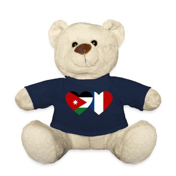 Jordanie France Flag Coeur - Nounours - bleu marine - Devant