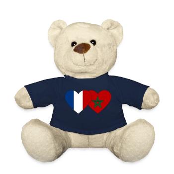Frankreich Marokko Flagge Herz - Teddy - French Navy - Vorne