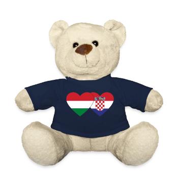 Hungary Croatia Flag Heart - Teddy Bear - french navy - Front