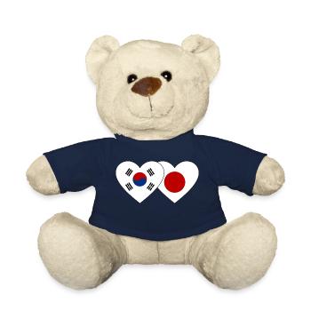 Südkorea Japan Flagge Herz - Teddy - French Navy - Vorne