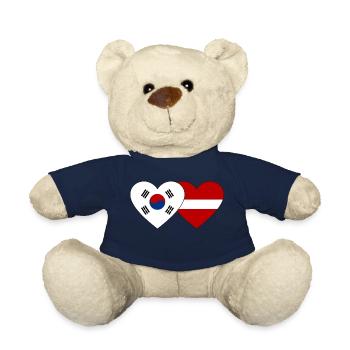 Südkorea Lettland Flagge Herz - Teddy - French Navy - Vorne