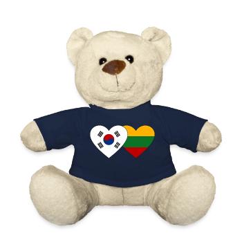 Südkorea Litauen Flagge Herz - Teddy - French Navy - Vorne