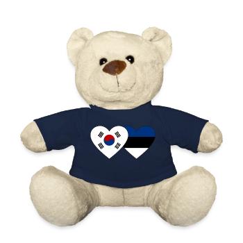 Südkorea Estland Flagge Herz - Teddy - French Navy - Vorne