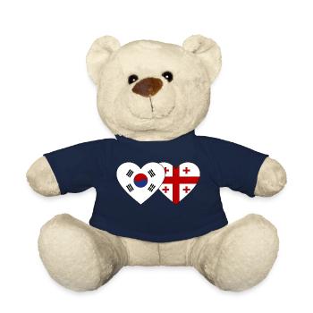 Südkorea Georgien Flagge Herz - Teddy - French Navy - Vorne
