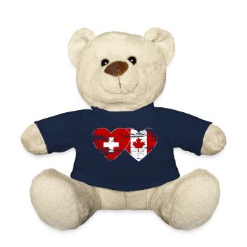Schweiz Kanada Flagge Herz - Teddy - French Navy - Vorne