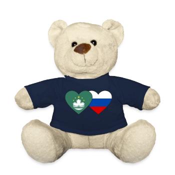 Cœur de drapeau de Macao Russie - Nounours - bleu marine - Devant
