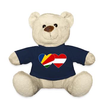 Seychelles Austria Flag Heart - Teddy Bear - french navy - Front