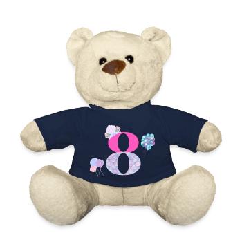 8th birthday mermaid - Teddy Bear - french navy - Front