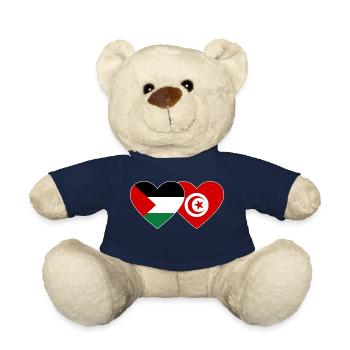 Palestine Tunisia Flag Heart - Teddy Bear - french navy - Front