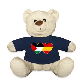 Palestine Espagne Drapeau Coeur - Nounours - bleu marine - Devant
