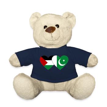 Palestine Pakistan Flag Heart - Teddy Bear - french navy - Front