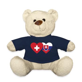 Schweiz Slowakei Flagge Herz - Teddy - French Navy - Vorne