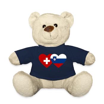 Schweiz Slowenien Flagge Herz - Teddy - French Navy - Vorne