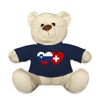 Slowenien Schweiz Flagge Herz - Teddy - French Navy - Vorne
