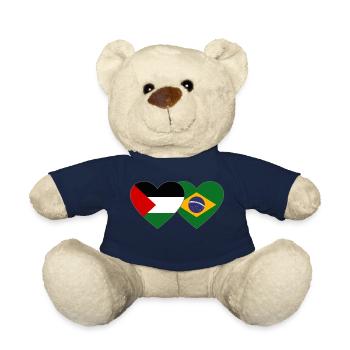 Palestine Brazil Flag Heart - Teddy Bear - french navy - Front