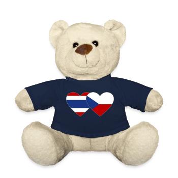 Thailand Tschechien Flagge Herz - Teddy - French Navy - Vorne