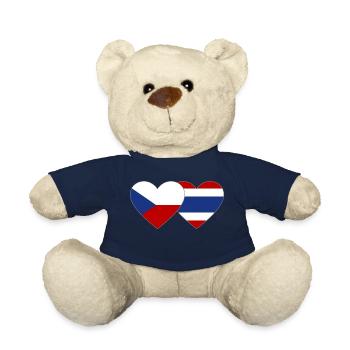 Tschechien Thailand Flagge Herz - Teddy - French Navy - Vorne