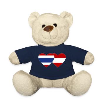 Thailand Austria Flag Heart - Teddy Bear - french navy - Front