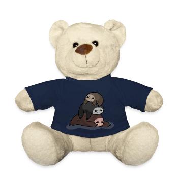 Cute sloths Stacked togethers, Kawaii Sloth - Teddy Bear - french navy - Front