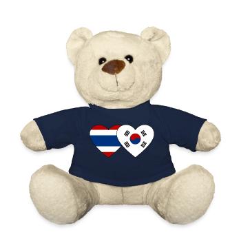 Thailand South Korea flag heart - Teddy Bear - french navy - Front