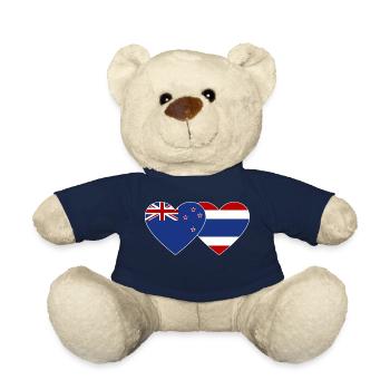 Neuseeland Thailand Flagge Herz - Teddy - French Navy - Vorne