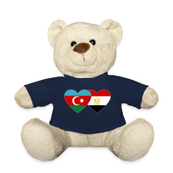 Azerbaijan Egypt Flag Heart - Teddy Bear - french navy - Front