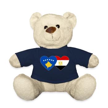 Kosovo Egypt Flag Heart - Teddy Bear - french navy - Front