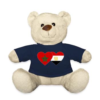 Morocco Egypt Flag Heart - Teddy Bear - french navy - Front