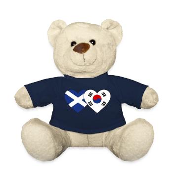 Scotland South Korea Flag Heart - Teddy Bear - french navy - Front