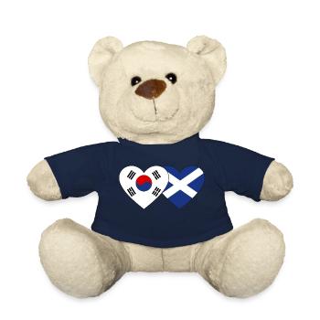 South Korea Scotland Flag Heart - Teddy Bear - french navy - Front