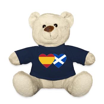 Spain Scotland Flag Heart - Teddy Bear - french navy - Front