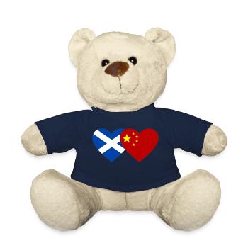 Scotland China Flag Heart - Teddy Bear - french navy - Front