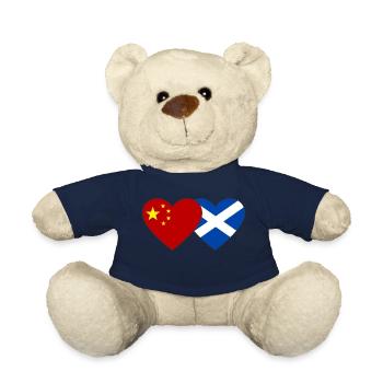 Scotland China Flag Heart - Teddy Bear - french navy - Front