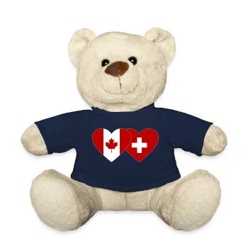 Kanada Schweiz Flagge Herz - Teddy - French Navy - Vorne