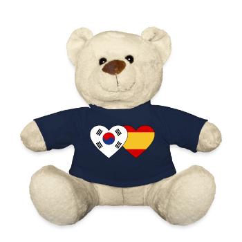 Südkorea Spanien Flagge Herz - Teddy - French Navy - Vorne