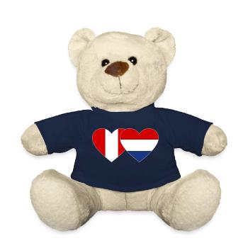 Pérou Hollande drapeau coeur - Nounours - bleu marine - Devant