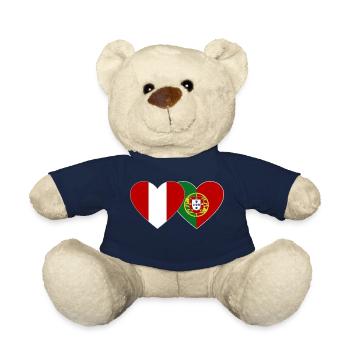 Pérou Portugal Drapeau Coeur - Nounours - bleu marine - Devant