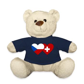 République tchèque Suisse drapeau coeur - Nounours - bleu marine - Devant