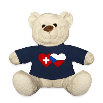 Schweiz Tschechien Flagge Herz - Teddy - French Navy - Vorne