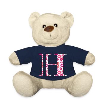 Lettre h bisous - Nounours - bleu marine - Devant