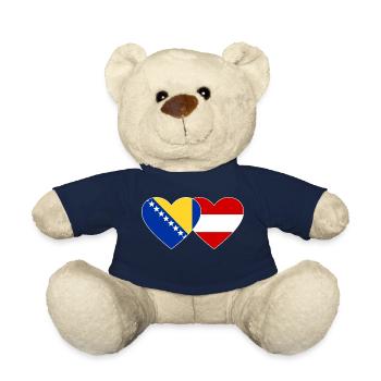 Bosnia Austria Flag Heart - Teddy Bear - french navy - Front