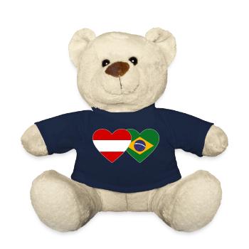 Austria Brazil Flag Heart - Teddy Bear - french navy - Front