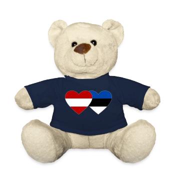 Austria Estonia Flag Heart - Teddy Bear - french navy - Front