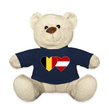 Belgium Austria Flag Heart - Teddy Bear - french navy - Front