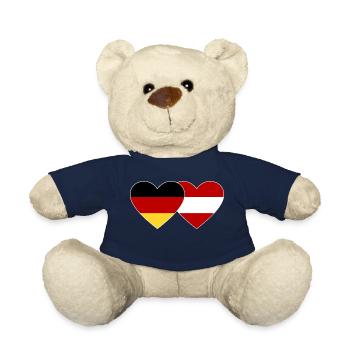 Germany Austria Flag Heart - Teddy Bear - french navy - Front