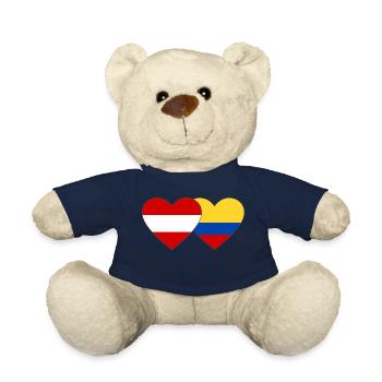 Austria Colombia Flag Heart - Teddy Bear - french navy - Front