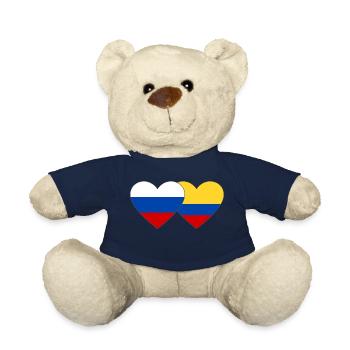 Russie Colombie Drapeau Coeur - Nounours - bleu marine - Devant