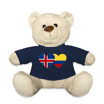 Islande Colombie Drapeau Coeur - Nounours - bleu marine - Devant