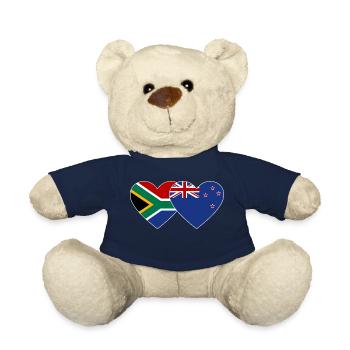 South Africa New Zealand Flag Heart - Teddy Bear - french navy - Front