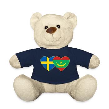 Suède Mauritanie Drapeau Coeur - Nounours - bleu marine - Devant